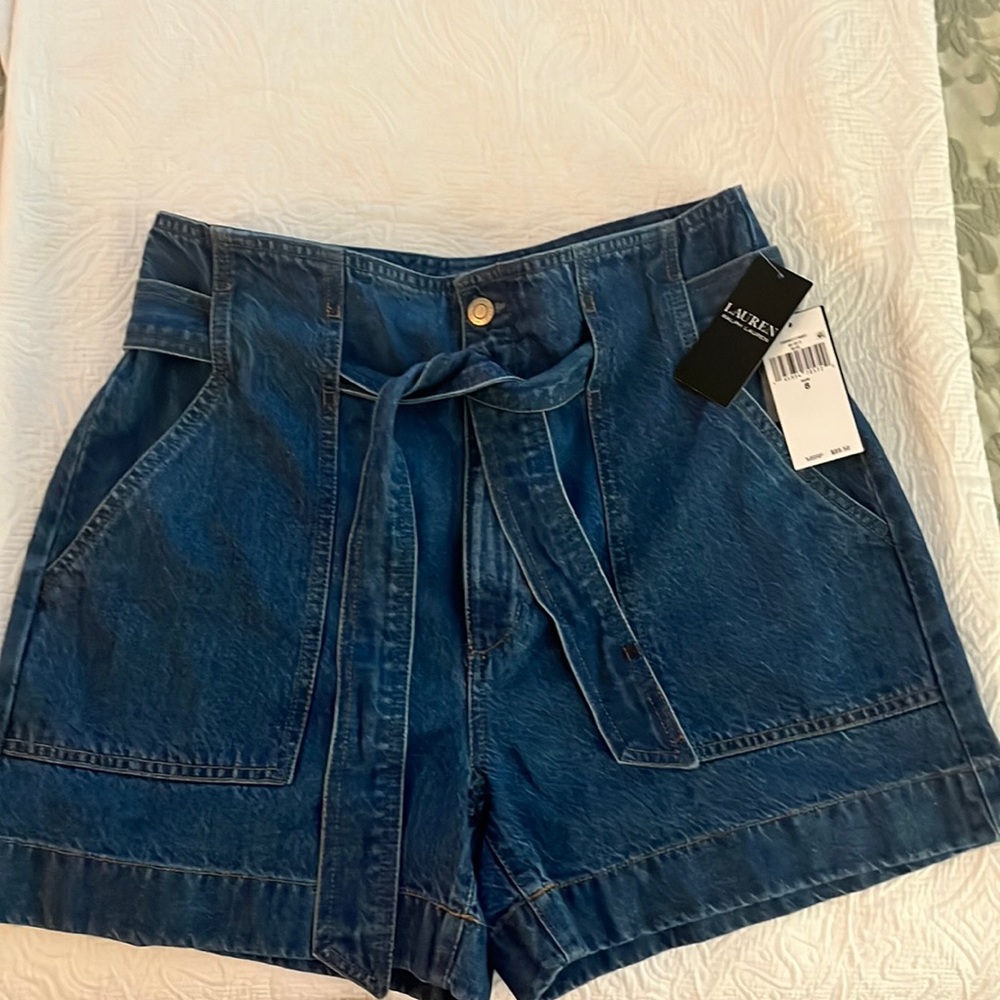 Tie Waste Shorts High Rise Indigo Color